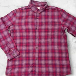 American Eagle Red & Purple Plaid Flannel Size Small
